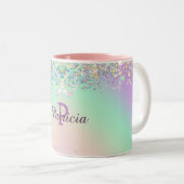 Unicorn Holographic Glitzer Zweifarbige Tasse (VorderseiteRechts)