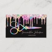 Unicorn Holographic Hairstylist Friseur QR cod Visitenkarte (Vorderseite)