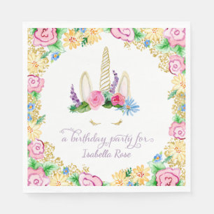 Unicorn Horn BOHO Blumenkronen Geburtstagsparty Ar Serviette