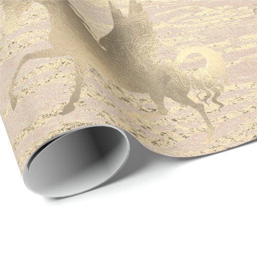 Unicorn Horse Gold Prinzessin Blush Rose Holz Geschenkpapier (Rolleneckpunkt)
