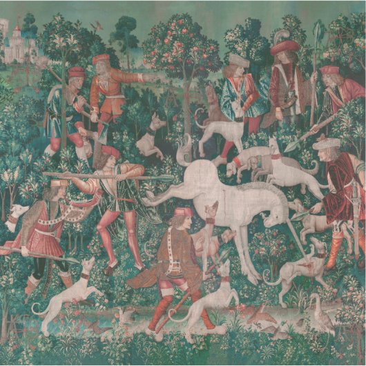 Unicorn Hunt Mittelalterliche Kunst - Einhorn vert Aufkleber (Vorderseite)