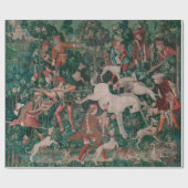 Unicorn Hunt Mittelalterliche Kunst - Einhorn vert Geschenkpapier (Flach)