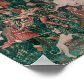 Unicorn Hunt Mittelalterliche Kunst, Einhorn verte Poster (Ecke)