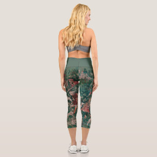 Unicorn Hunt Mittelalterliche Kunst, Unicorn verte Capri Leggings