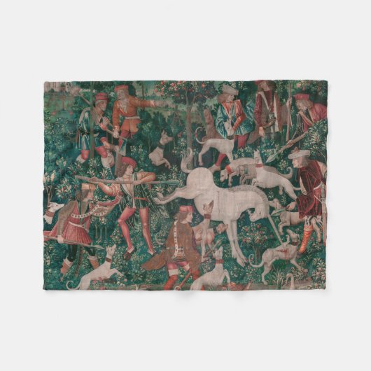 Unicorn Hunt Mittelalterliche Kunst, Unicorn verte Fleecedecke (Vorderseite (Horizontal))