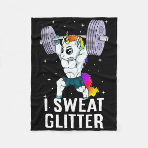 Unicorn I Sweat Glitzer Funny Gym Workout Men Wome Fleecedecke