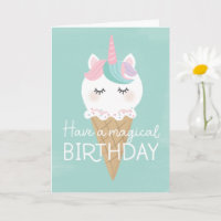 Unicorn Ice Creme Geburtstagskarte