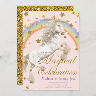 Unicorn Illustration Party Magischer Geburtstag Einladung