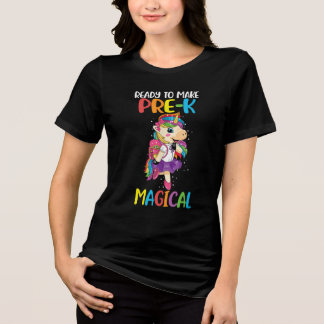 Unicorn im Vorschulalter zurück zur Schule Tri-Blend Shirt
