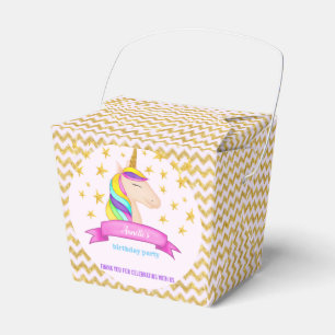 Unicorn Imitats Gold Glitzer Zickzack Geburtstags Geschenkschachtel