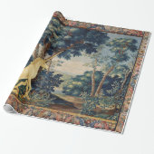 UNICORN IN HOLZLANDSCHAFT,BÄUME,GREENERIE GESCHENKPAPIER (Ungerollt)