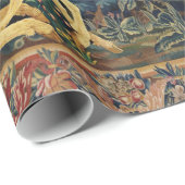 UNICORN IN HOLZLANDSCHAFT,BÄUME,GREENERIE GESCHENKPAPIER (Rolleneckpunkt)