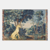 UNICORN IN HOLZLANDSCHAFT,BÄUME,GREENERIE GESCHENKPAPIER SET (Vorderseite)