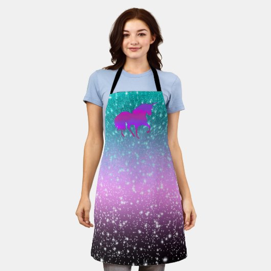 Unicorn in Sparkling Ombre Dusche Schürze (Getragen)