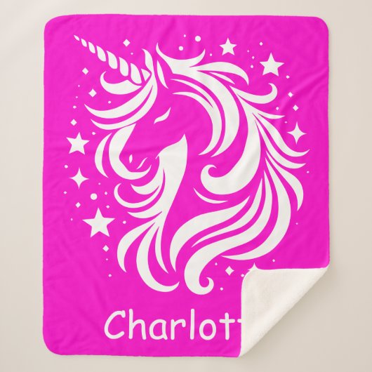 Unicorn Individuelle Name Fuchsia Sherpadecke (Vorderseite)