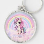Unicorn Individuelle Name Rainbow Girly Schlüsselanhänger (Vorne)