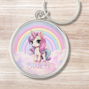 Unicorn Individuelle Name Rainbow Girly Schlüsselanhänger