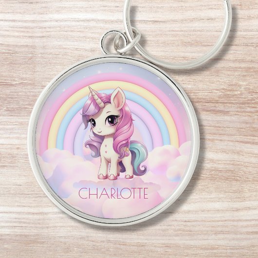 Unicorn Individuelle Name Rainbow Girly Schlüsselanhänger