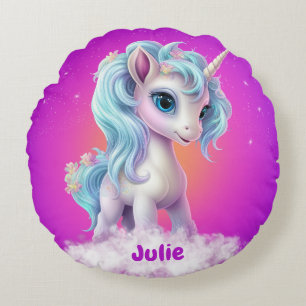 Unicorn-individuelle Name Rundes Kissen