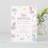 Unicorn Invitation Two Magical. Girls 2nd Birthday Einladung