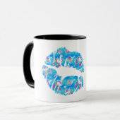 UNICORN Iridescent Aqua Foil Metallic KISS LIPS Tasse (Vorderseite Links)