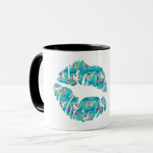 UNICORN Iridescent Aquamarin Foil Metallic KISS LI Tasse