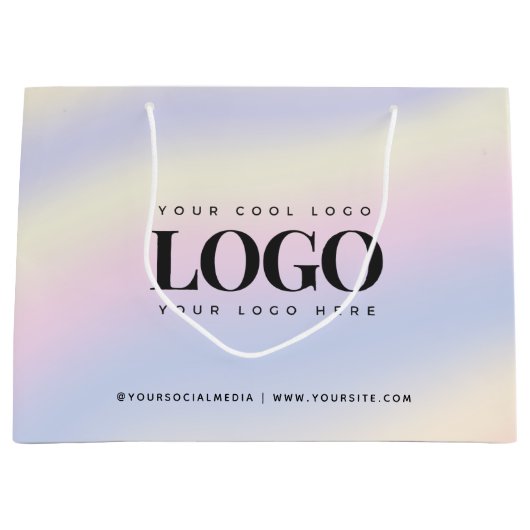 Unicorn Iridescent Holograph Custom Business Logo Große Geschenktüte (Vorderseite)