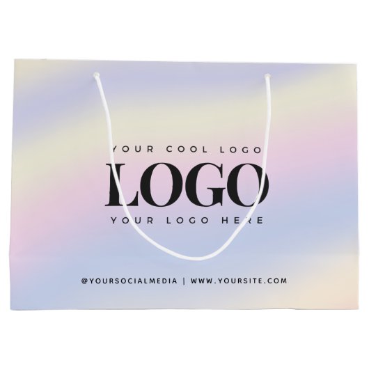 Unicorn Iridescent Holograph Custom Business Logo Große Geschenktüte (Rückseite)