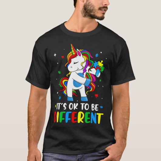 Unicorn Its Ok To Be Different Autism Awareness Fo T-Shirt (Vorderseite)