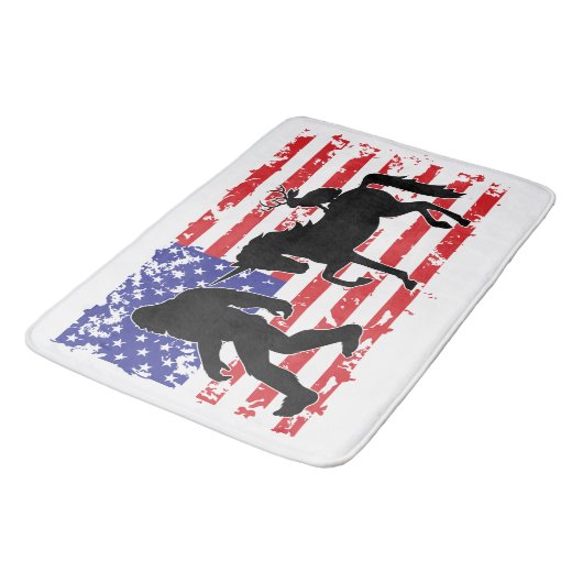 Unicorn, Jackalope, Bigfoot and the American Flag Badematte (Schrägansicht)