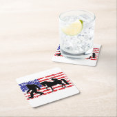 Unicorn, Jackalope, Bigfoot and the American Flag Rechteckiger Pappuntersetzer (Vor Ort)