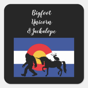 Unicorn Jackalope und Bigfoot Quadratischer Aufkleber