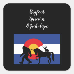 Unicorn Jackalope und Bigfoot Quadratischer Aufkleber