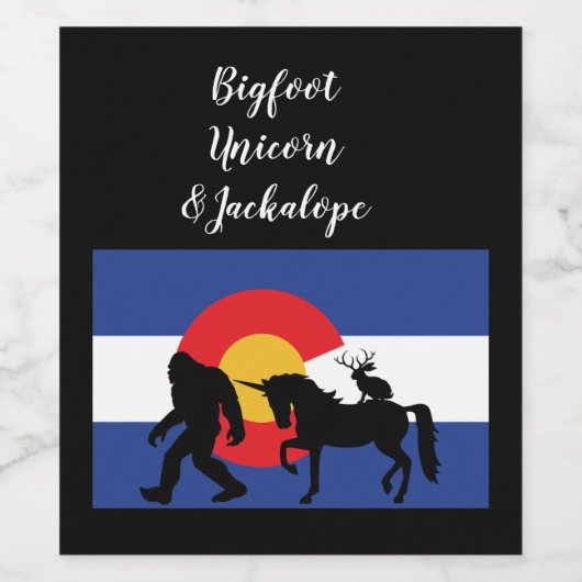 Unicorn Jackalope und Bigfoot Weinetikett (Einzelnes Label)