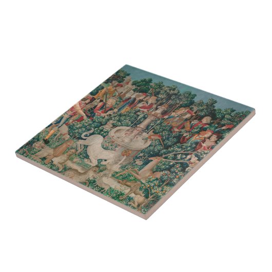 Unicorn-Jagd Mittelalterliche Kunst - Unicorn gefu Fliese (Seite)