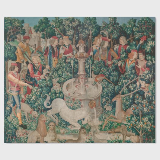 Unicorn-Jagd Mittelalterliche Kunst - Unicorn gefu Geschenkpapier (Flach)