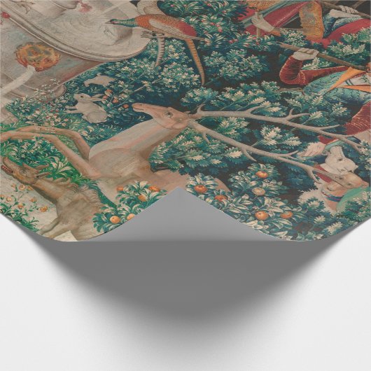 Unicorn-Jagd Mittelalterliche Kunst - Unicorn gefu Geschenkpapier (Ecke)