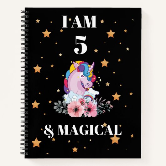 Unicorn Journal I am 5 & Magical notebook Notizblock (Vorderseite)