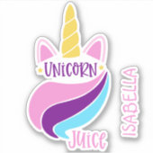 Unicorn Juice Niedlich Girly Custom Personalisiert Aufkleber (Vorderseite)