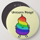 Unicorn kacken lustigen Knopf-Regenbogen kacken Button (Vorne & Hinten)