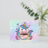 Unicorn-Kaffee und -Cuddles Postkarte (Stehend Vorderseite)
