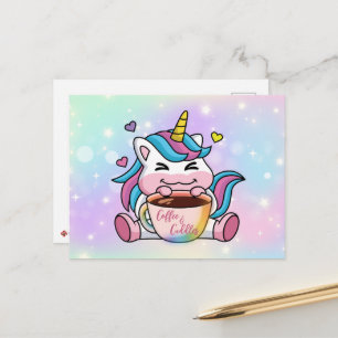 Unicorn-Kaffee und -Cuddles Postkarte