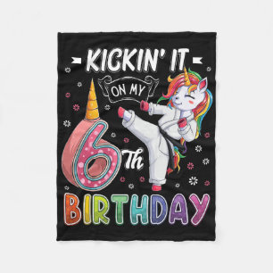 Unicorn Karate 6. Geburtstag Sechs 6 Jahre alter T Fleecedecke
