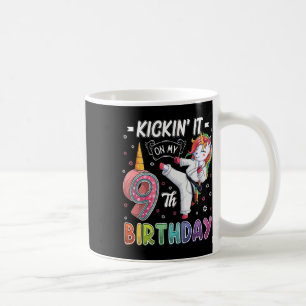Unicorn Karate 9. Geburtstag 9 Jahre alter Taekw Kaffeetasse