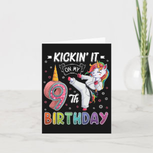 Unicorn Karate 9. Geburtstag 9 Jahre alter Taekw Karte