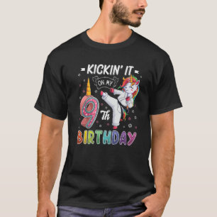 Unicorn Karate 9. Geburtstag 9 Jahre alter Taekw T-Shirt