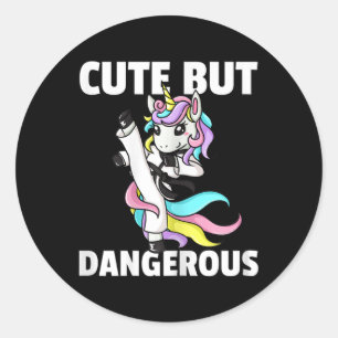 Unicorn Karate Gift Girl Taekwondo Jiu Jitsu Mixed Runder Aufkleber