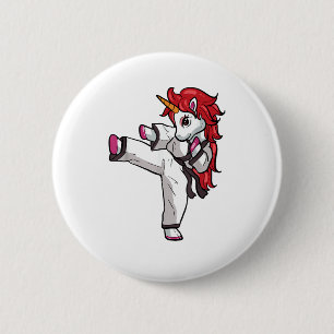 Unicorn Karate Girl Taekwondo Jiu Jitsu MIXED MART Button