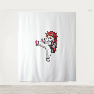Unicorn Karate Girl Taekwondo Jiu Jitsu MIXED MART Wandteppich