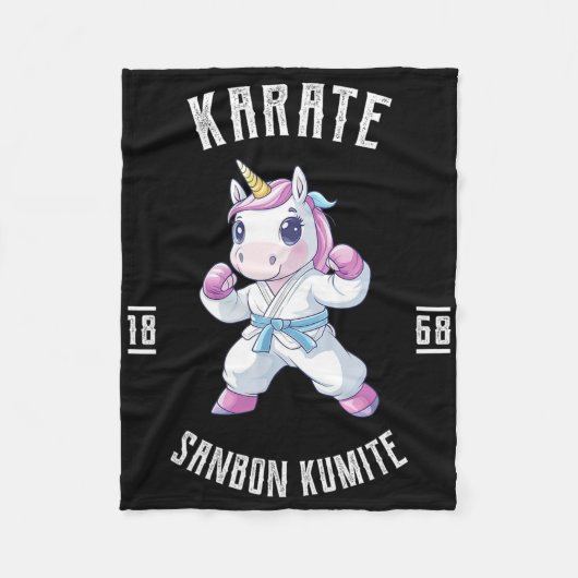 Unicorn Karate - Japanischer Kampfkünstler Fleecedecke (Vorderseite)